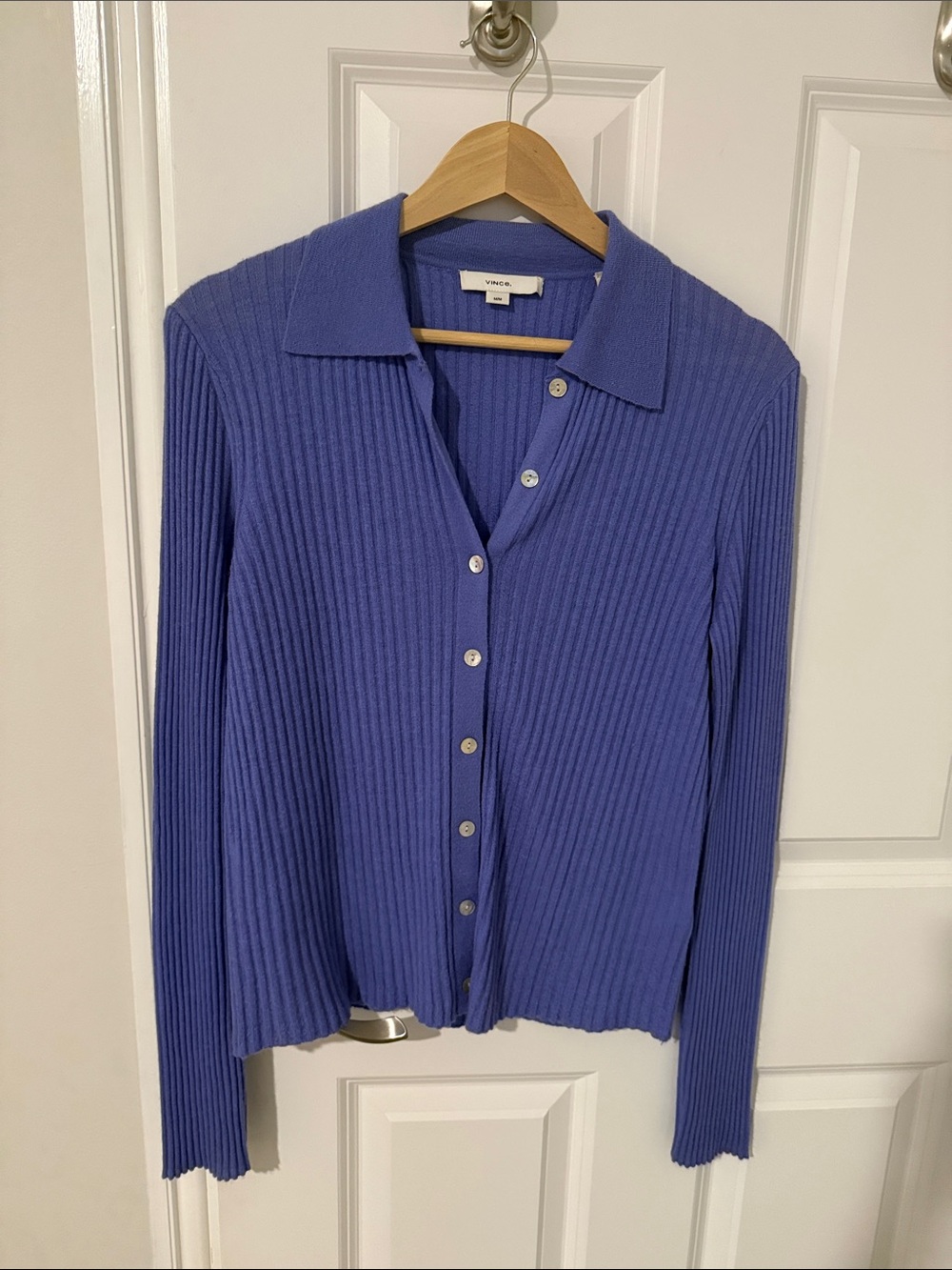 Vince Periwinkle Ribbed Button-Front Long Sleeve Shirt